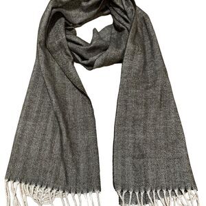 Brown and ivory cashmere blend long scarf